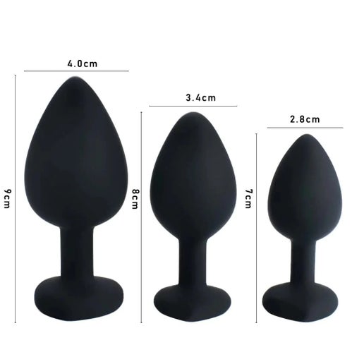 Silicone Heart Jewel Plug Set