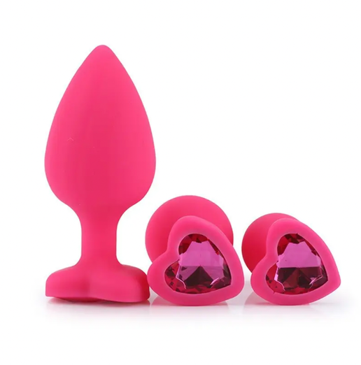 Silicone Heart Jewel Plug Set