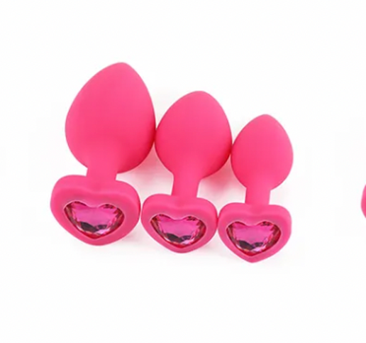 Silicone Heart Jewel Plug Set